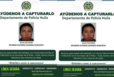 Alias “Richard” quien dejó la moto bomba en La Plata, Huila