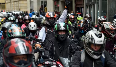 Imagen de archivo de motociclistas protestando en Bogotá