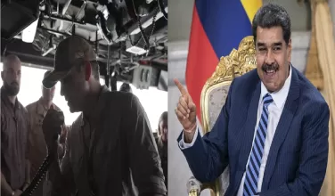 Secretario de Guerra y Nicolás Maduro
