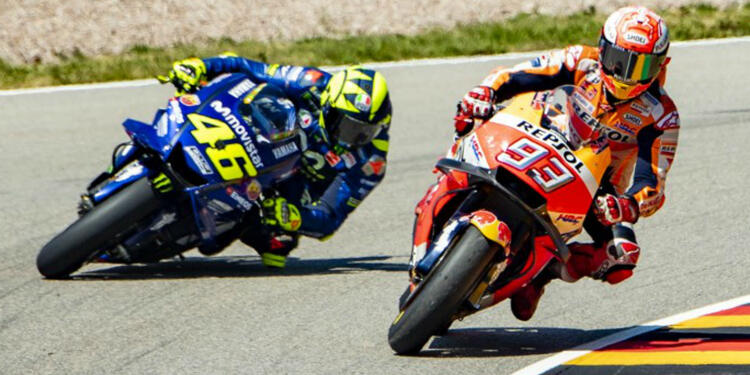 Marc Márquez y Valentino Rossi en el Gran Premio de MotoGP de Alemania