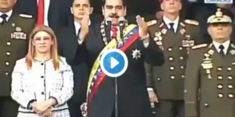 Nicolás Maduro, presidente de Venezuela, cuando sonó la explosión