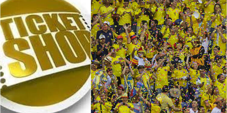 Imagen de la marca Ticket Shop y de hinchas de la Selección Colombia en Barranquilla