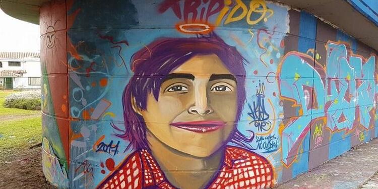 Mural pintado en honor a Tripido como era conocido Diego Felipe Becerra Lizarazo.