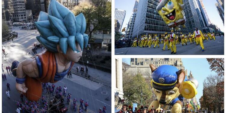 Desfile de globos gigantes en el Día de Acción de Gracias en EE.UU.