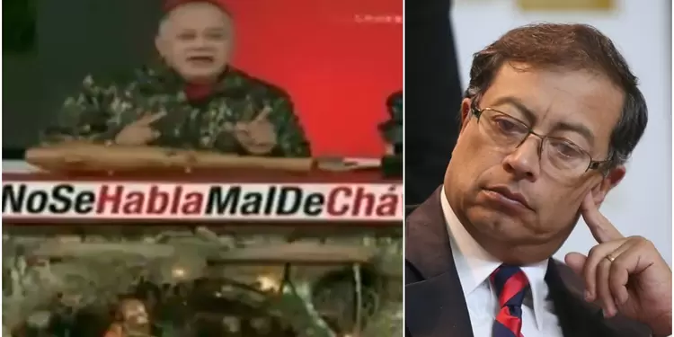 Diosdado Cabello, presidente de la Asamblea Constituyente de Venezuela, en su programa. A la derecha el senador Gustavo Petro