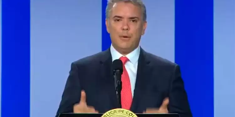 El presidente Iván Duque presentando el balance de sus 90 días de gobierno