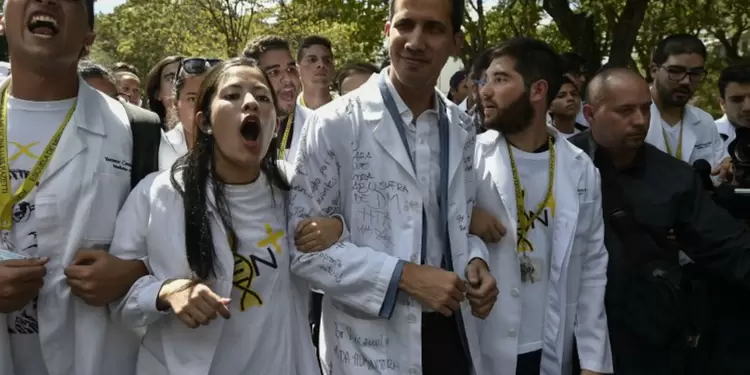 Juan Guaidó participando en marchas contra el Gobierno de Nicolás Maduro Juan Guaidó