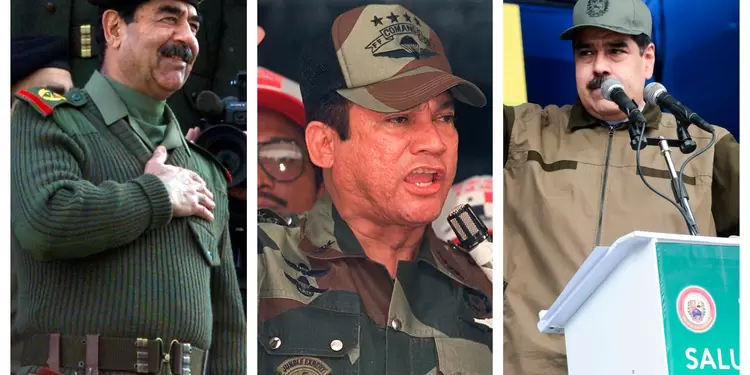Saddam Hussein y Manuel Antonio Noriega, dictadores fallecidos. A la derecha Nicolás Maduro, presidente de Venezuela