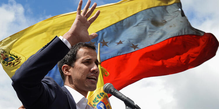 Juan Guaidó, autoproclamado presidente interino de Venezuela, en Caracas