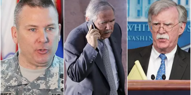 Mark Stammer, comandante del Ejército Sur de Estados Unidos; Guillermo Botero, ministro de Defensa, y John Bolton, asesor de seguridad nacional de Estados Unidos