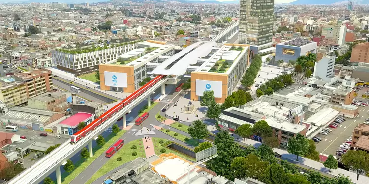Render metro de Bogotá sobre la Calle 72
