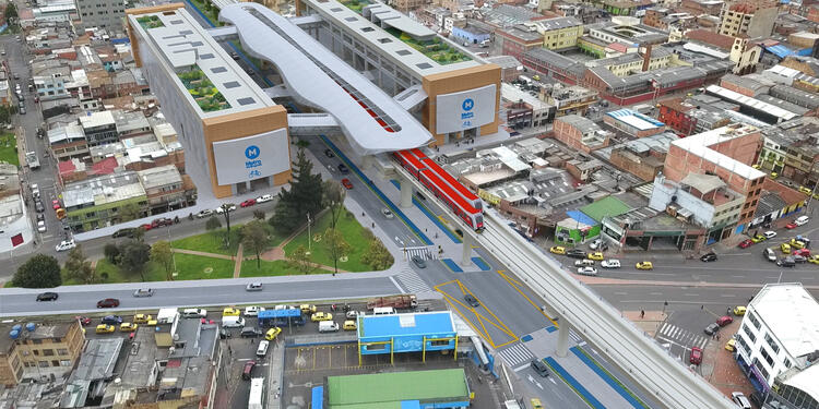 Render metro de Bogotá sector Nariño