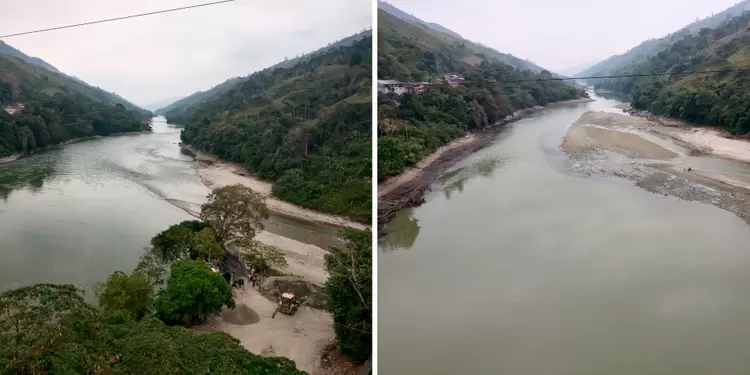 Así se veía el caudal del río Cauca la mañana de este 6 de febrero de 2019 a la altura de Puerto Valdivia, en el departamento de Antioquia, tras el cierre de la segunda compuerta en el proyecto de Hidroituango