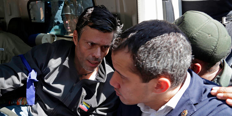 Leopoldo López y Juan Guaidó, el 30 de abril de 2019 en Caracas