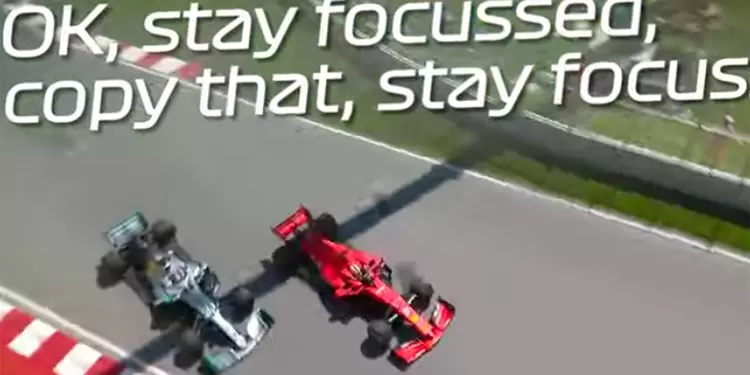 Vettel y Hamilton durante el incidente en el Gran Premio de Canadá
