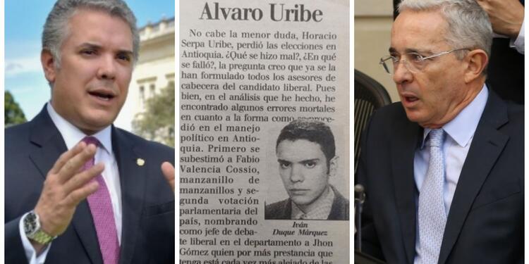 Iván Duque confirma que sí es suya columna sobre Álvaro Uribe. Iván Duque confirma que sí es suya columna sobre Álvaro Uribe.