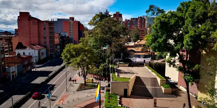 Panorámica de la Universidad Javeriana, en Bogotá