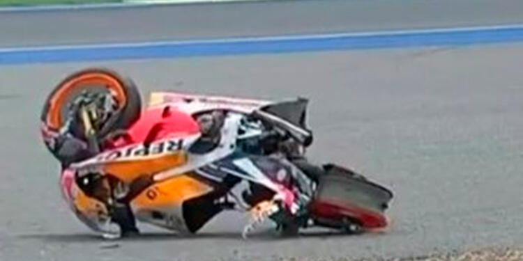 La moto Honda de Marc Márquez luego del accidente en Tailandia