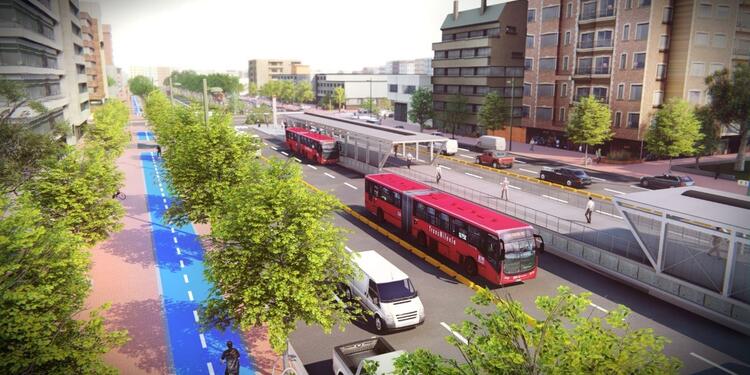 Proyección de cómo quedará el Transmilenio por la Avenida 68.