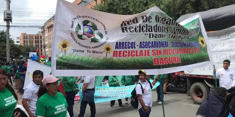 Protesta de recicladores en Bogotá