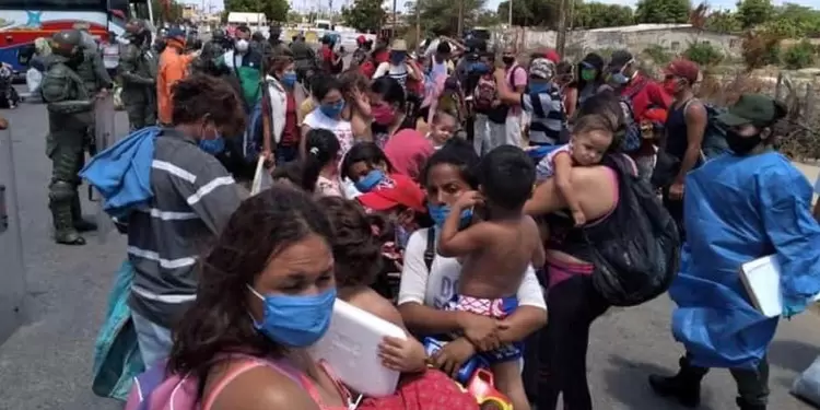 Migrantes venezolanos en la zona de frontera