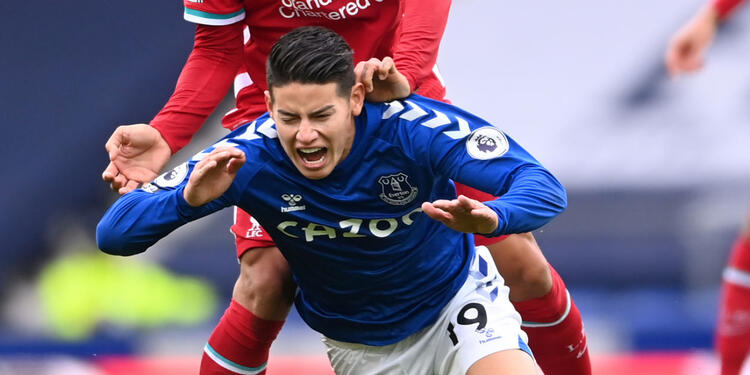 Everton vs Liverpool, James Rodríguez