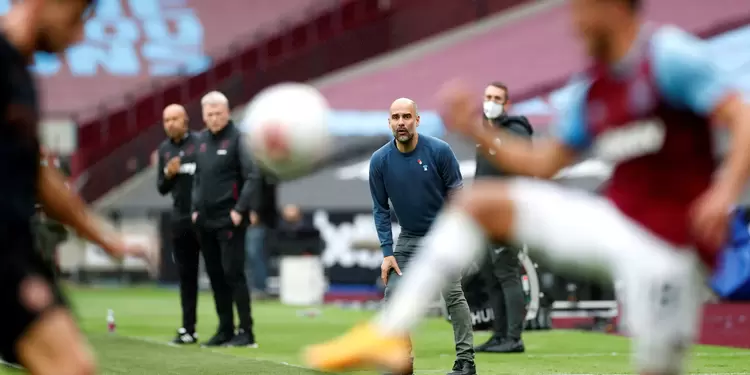 Pep Guardiola en partido Manchester City - West Ham Pep Guardiola en partido Manchester City - West Ham