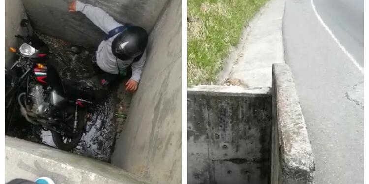 Hombre cayó a hueco