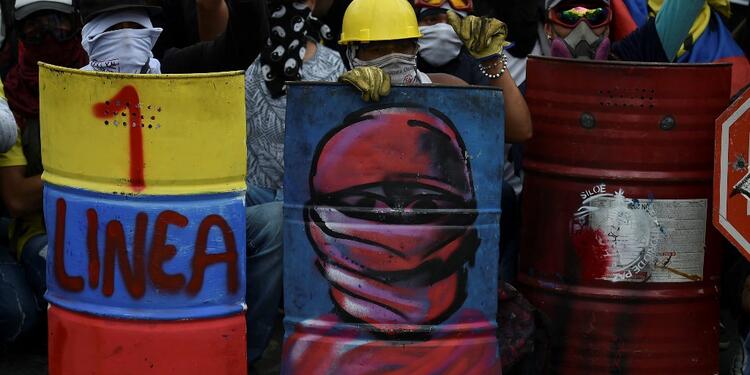 'Primera línea' durante las manifestaciones en Colombia