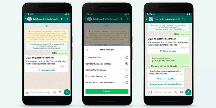 Interfaz de WhatsApp Business