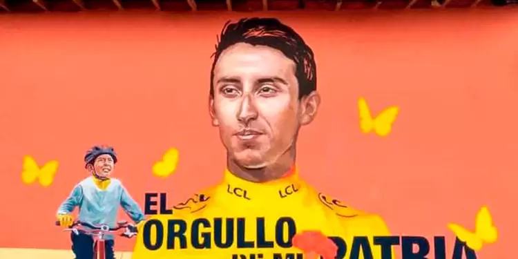 Julián Gómez, fan de Egan Bernal en mural dedicado al ciclista Julián Gómez, fan de Egan Bernal en mural dedicado al ciclista