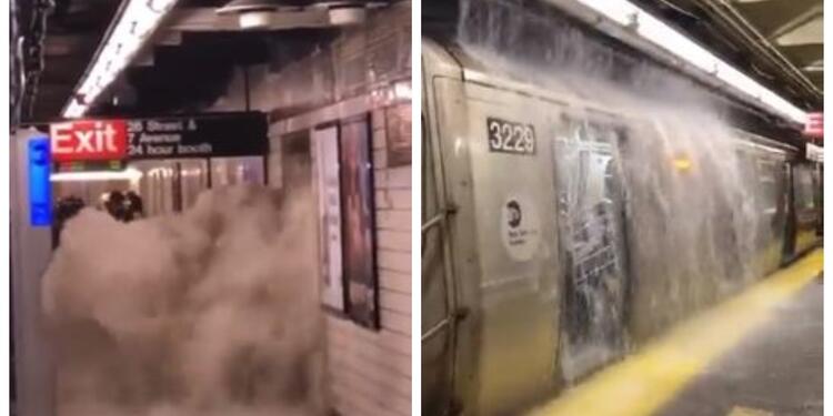 Metro de Nueva York inundado por lluvias provocadas por el huracán Ida.