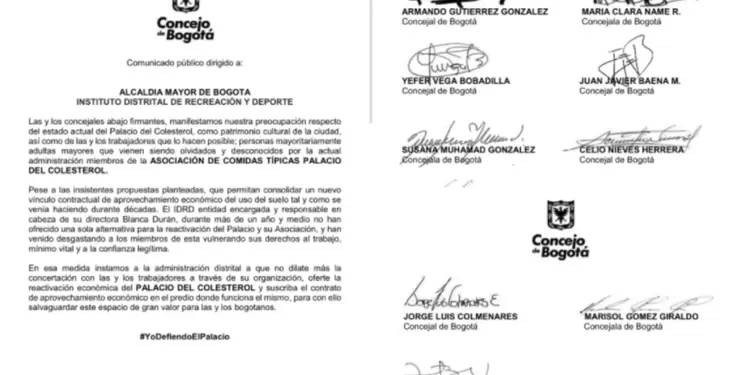 Carta firmada por 23 Concejales de Bogotá