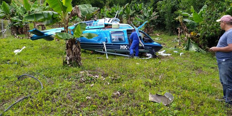 Aterrizaje de helicóptero en Cañasgordas, Antioquia.