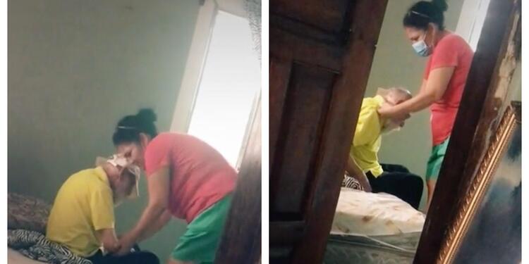 Mujer cuida a su suegro Mujer cuida a su suegro