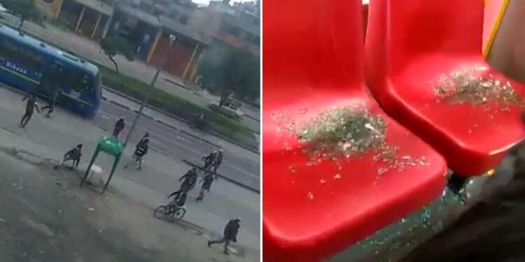 Transmilenio: vándalos atacan a piedra
