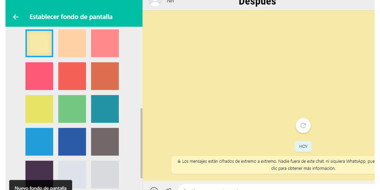 WhatsApp Web cambio de fondo de pantalla