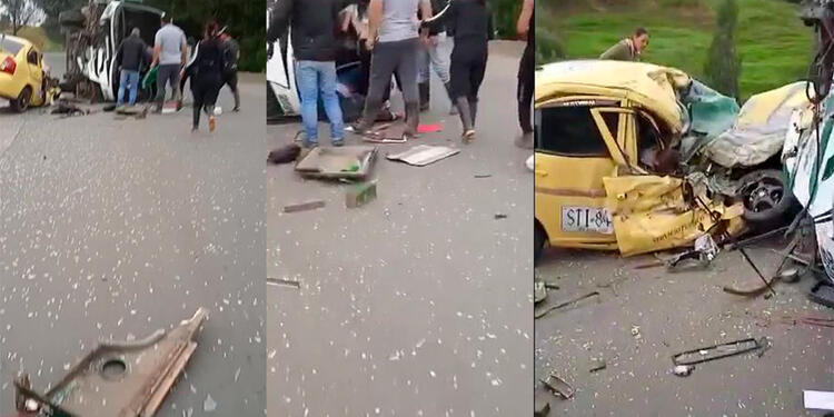 Accidente entre taxi y bus en Santa Rosa de Osos, Antioquia Choque taxi y bus en Santa Rosa de Osos, Antioquia