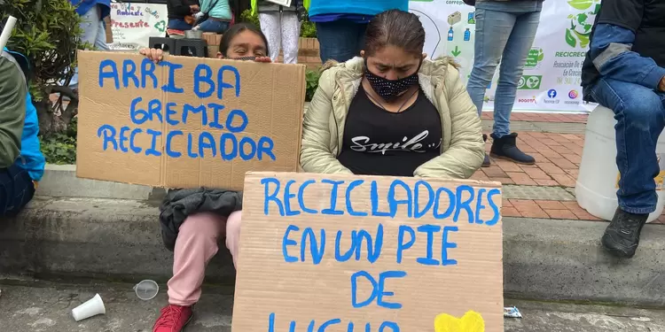 Protesta de recicladores en Bogotá.