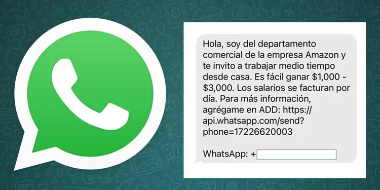 Estafa de WhatsApp con oferta de empleo Estafa de WhatsApp con oferta de empleo