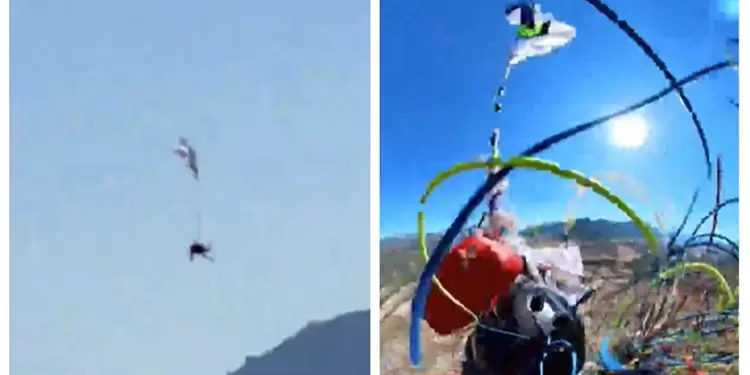 Paracaidista se enredó en pleno descenso y logra salvarse Paracaidista se enredó en pleno descenso y logra salvarse