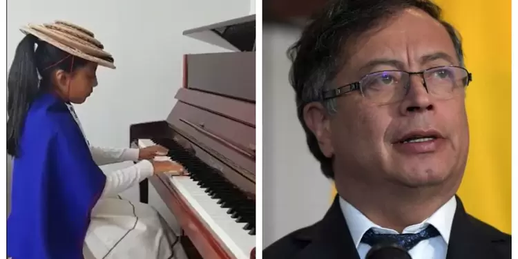 Posesión de Petro y la niña indígena que tocará el piano en la ceremonia Posesión de Petro y la niña indígena que tocará el piano en la ceremonia