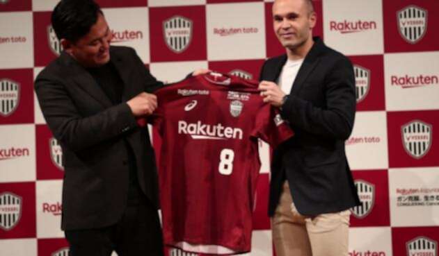 Iniesta en su presentación con el Vissel Kobe nipón Iniesta en su presentación con el Vissel Kobe nipón