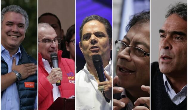 Candidatos presidenciales Iván Duque, Humberto de la Calle, Germán Vargas Lleras, Gustavo Petro y Sergio Fajardo / Colprensa Candidatos presidenciales Iván Duque, Humberto de la Calle, Germán Vargas Lleras, Gustavo Petro y Sergio Fajardo / Colprensa