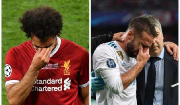 Mohamed Salah y Dani Carvajal llorando por su mala fortuna en la final de Champions / AFP Mohamed Salah y Dani Carvajal llorando por su mala fortuna en la final de Champions / AFP
