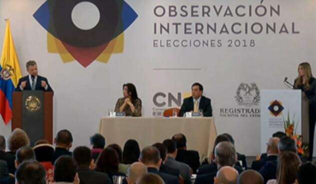 Presidente Santos en la instalación Misión de Observación Internacional Presidente Santos en la instalación Misión de Observación Internacional