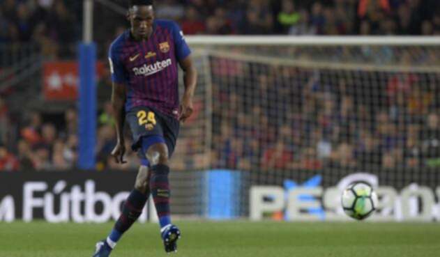 Yerry Mina en el último partido de Andrés Iniesta con el Barcelona. Yerry Mina en el último partido de Andrés Iniesta con el Barcelona.
