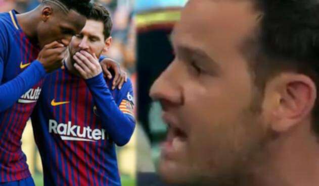 Yerry Mina con Messi / El periodista Quim Domènech Puigbó Yerry Mina con Messi / El periodista Quim Domènech Puigbó