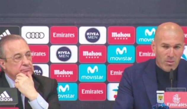 Florentino Pérez y Zinedine Zidane en la rueda de prensa Florentino Pérez y Zinedine Zidane en la rueda de prensa