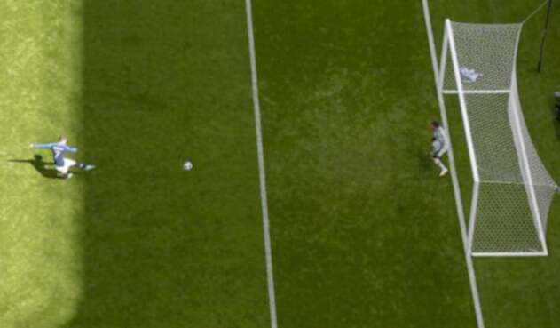 El delantero Francés Griezmann cobrando una pena máxima en juego ante Australia